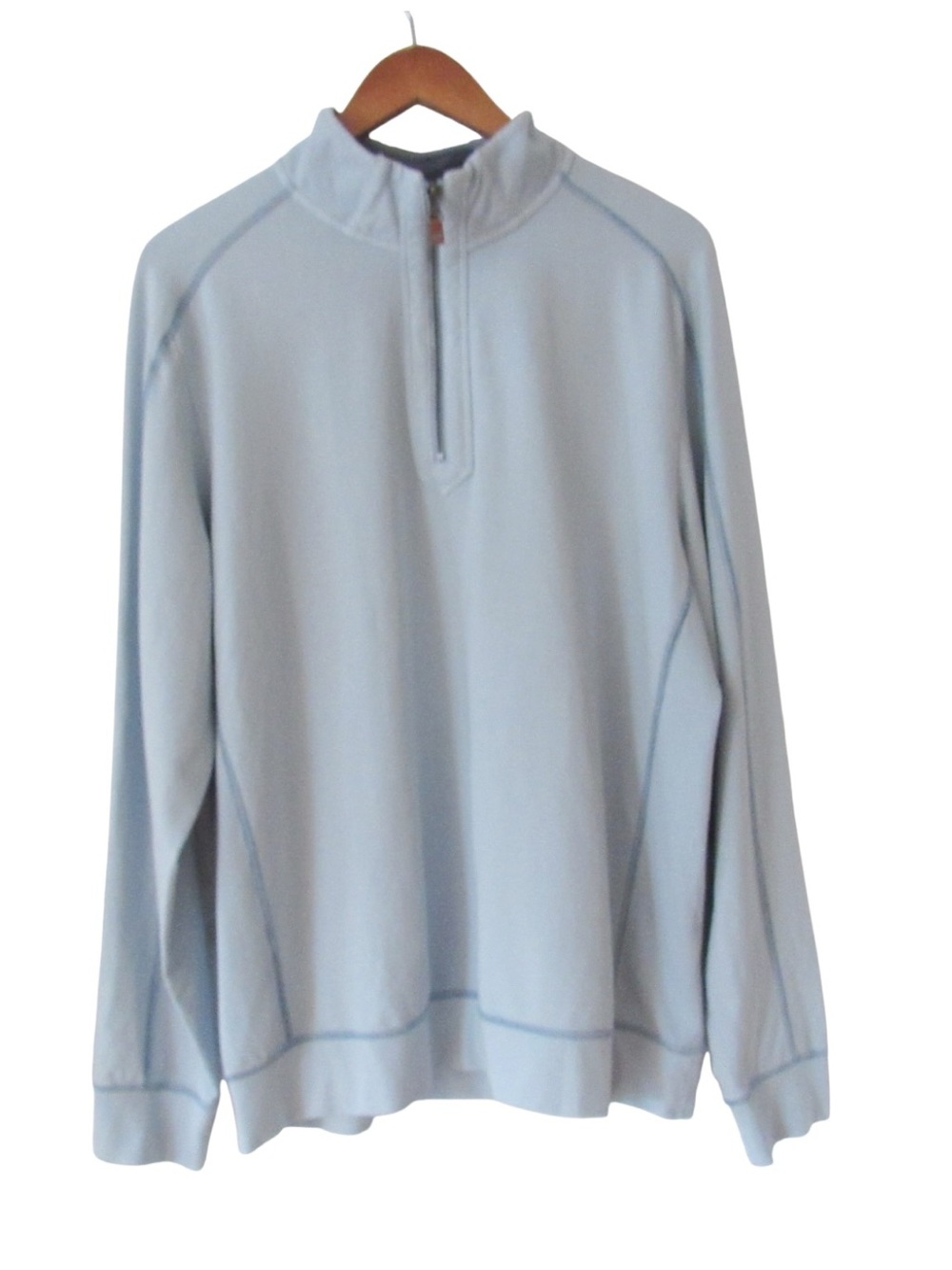 Tommy Bahama Indigo Palms Ben and Terry Half Zip Pullover Large Silvery Blue